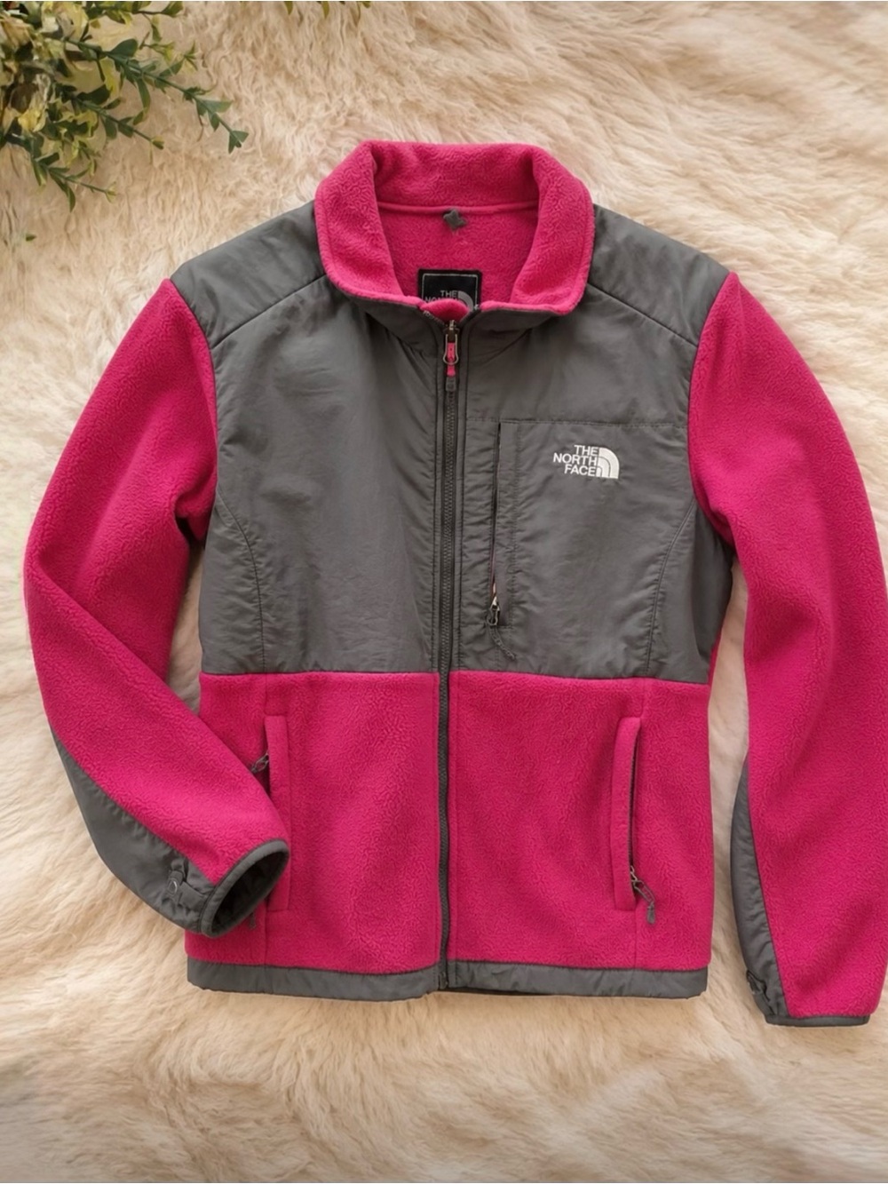 The North Face Denali Pink Fleece Jacket Coat zip-up Sz Large